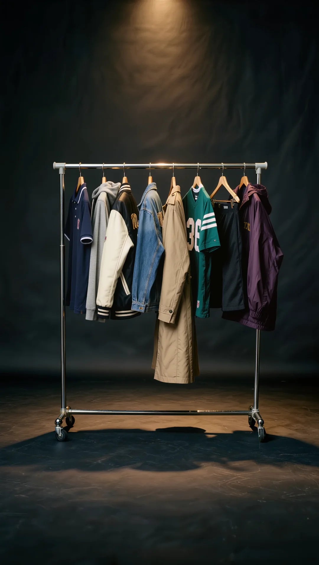 Carrello con la selezione Purple Island illuminato in studio